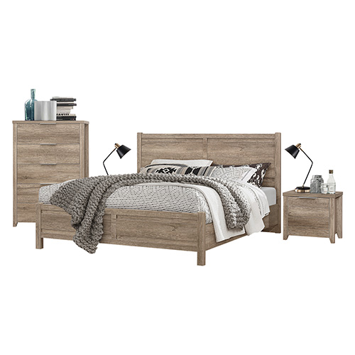 Cielo Natural Wood Like MDF Bedroom Suite 5 Pcs In Oak Colour with Dresser and Tallboy